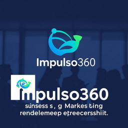 A modern and professional profile picture for a Facebook page named 'Impulso360,' which focuses on business, marketing, and entrepreneurship