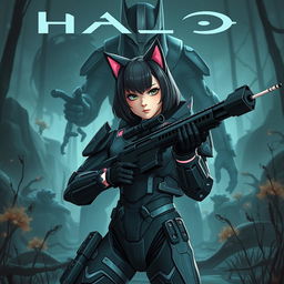 A thrilling Halo style cover showcasing an interstellar war between Spartans and the Covenant
