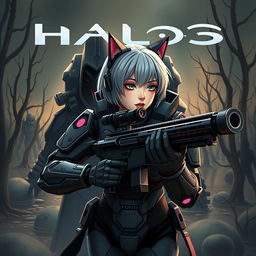 A thrilling Halo style cover showcasing an interstellar war between Spartans and the Covenant