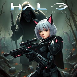 A thrilling Halo style cover showcasing an interstellar war between Spartans and the Covenant