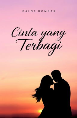 A novel cover image titled 'Cinta yang Terbagi' featuring a soft, flowing, handwritten script font to suggest romance and deep emotion