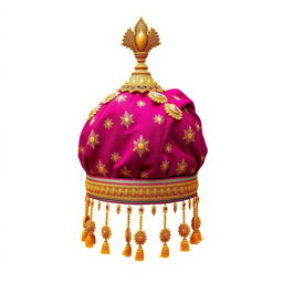 A high-quality PNG image of an intricately designed Indian pagri, showcasing its vibrant colors, detailed embroidery, and traditional patterns