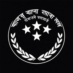 A circular emblem or logo featuring a dark textured background
