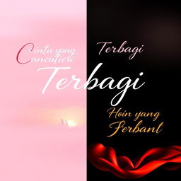 A novel cover image titled 'Cinta yang Terbagi' featuring a soft, flowing, handwritten script font that evokes romance and deep emotion
