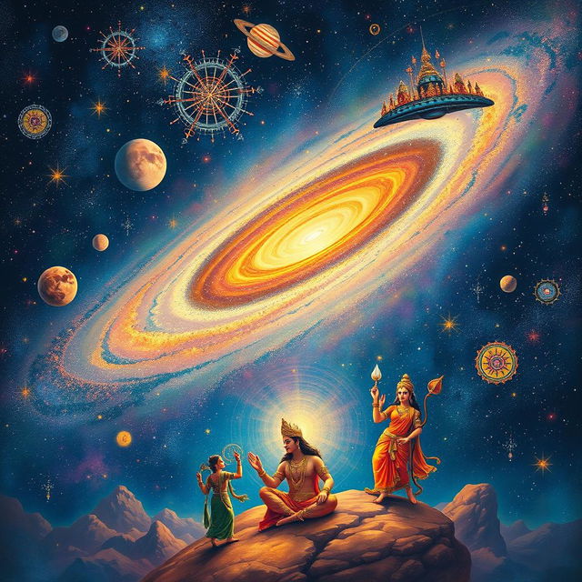 An artistic representation of the Milky Way galaxy in the context of Hindu mythology