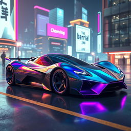 A futuristic supercar inspired by 1990s design, featuring smooth, aerodynamic lines and a sleek silhouette