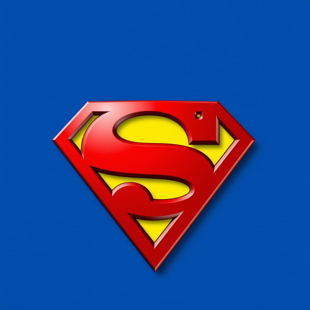 A classic Superman logo featuring the iconic red and yellow 'S' symbol, set against a blue background