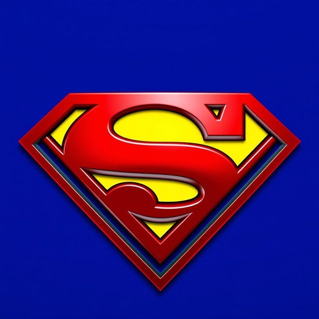 A classic Superman logo featuring the iconic red and yellow 'S' symbol, set against a blue background