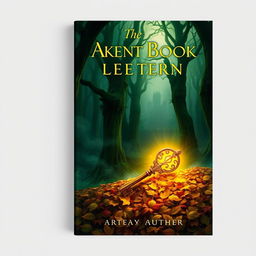 A captivating book cover design featuring an ancient, mystical forest with towering trees and wisps of fog weaving through them