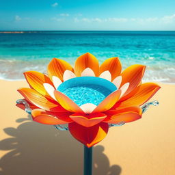 A highly realistic image of a flower design where the petals are depicted as waves of the sea, flowing seamlessly