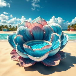 A stunningly realistic image of a flower design where the petals are composed of deep, vibrant ocean waves, creating a dynamic look that resembles the sea in motion