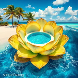 A stunningly realistic image of a flower design where the petals are composed of deep, vibrant ocean waves, creating a dynamic look that resembles the sea in motion