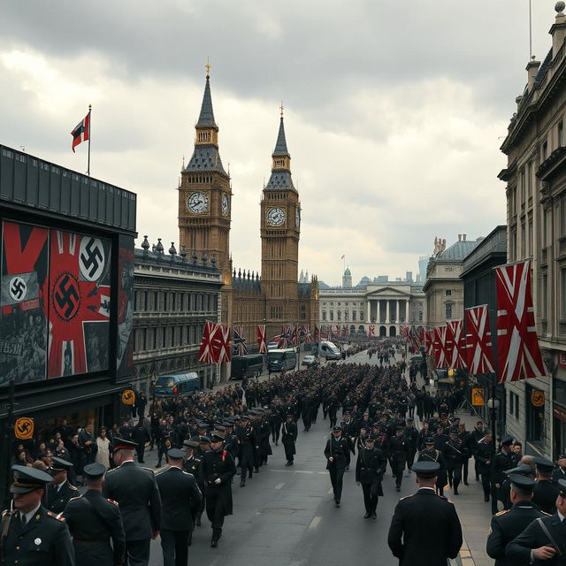 A dystopian version of London in an alternate history where Hitler won World War II