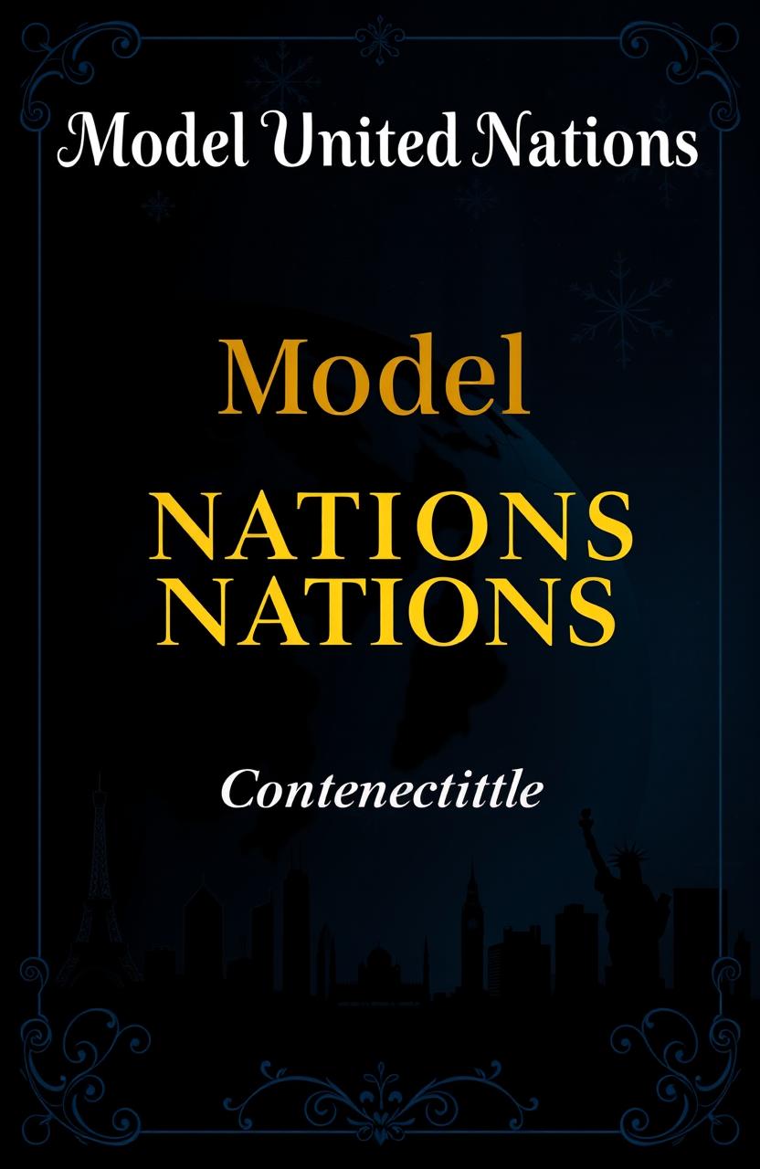 A dark themed Model United Nations cover page, featuring a stylized globe partially illuminated by dim, moody lighting