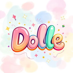 A vibrant, artistic interpretation of colorful and whimsical 'Dolle' text, surrounded by a playful, abstract background