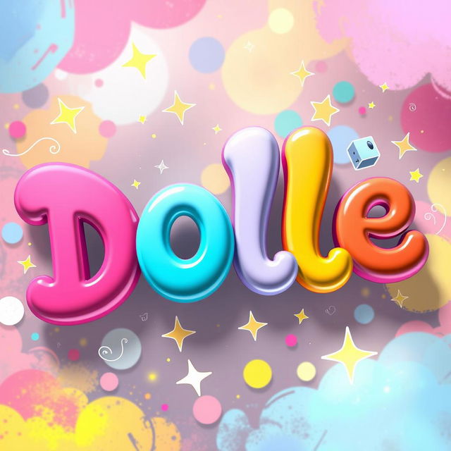 A vibrant, artistic interpretation of colorful and whimsical 'Dolle' text, surrounded by a playful, abstract background