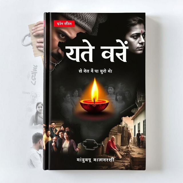 A thought-provoking book cover depicting the harsh realities and deep truths of society, inspired by the theme of 'एक आंच की कसर'