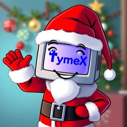 A playful and vibrant depiction of the TymeX mascot, featuring a computer head that embodies the modern banking approach of TymeX