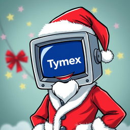 A playful and vibrant depiction of the TymeX mascot, featuring a computer head that embodies the modern banking approach of TymeX