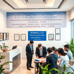 A professional office environment representing "Al Batool Financial and Tax Consulting Office"