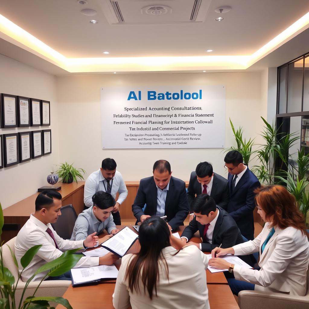 A professional office environment representing "Al Batool Financial and Tax Consulting Office"