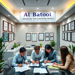 A professional office environment representing "Al Batool Financial and Tax Consulting Office"