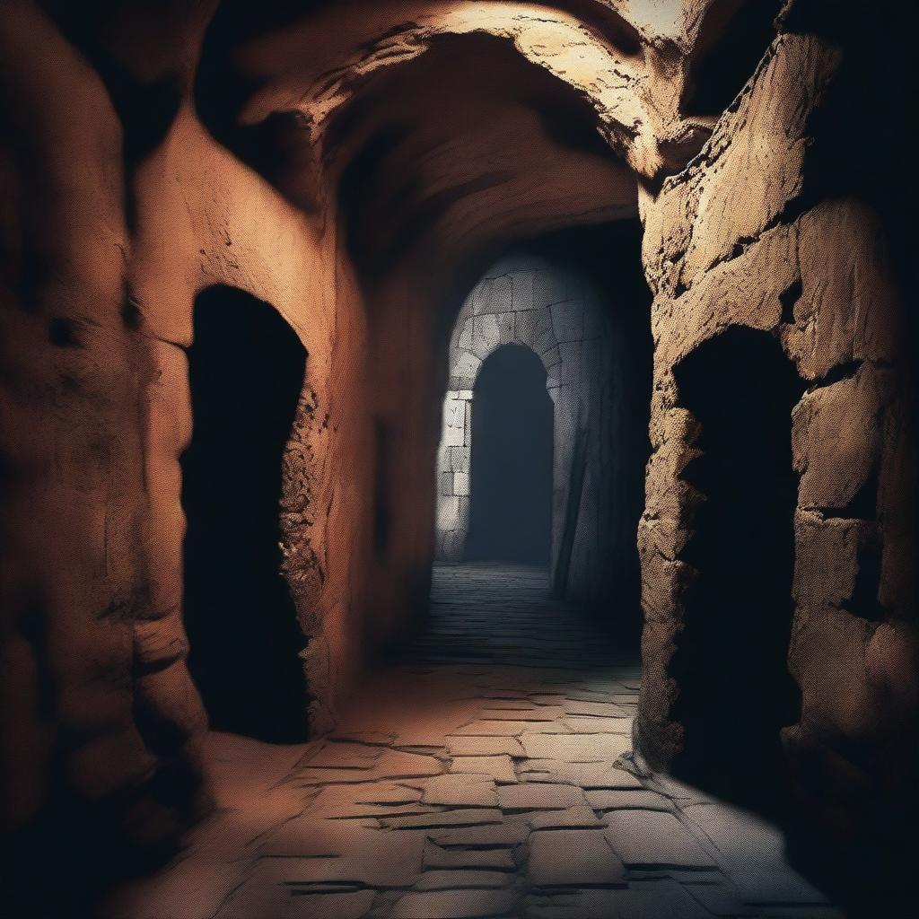 This is an image of a dungeon, depicted in a blurred, paint-smudged style