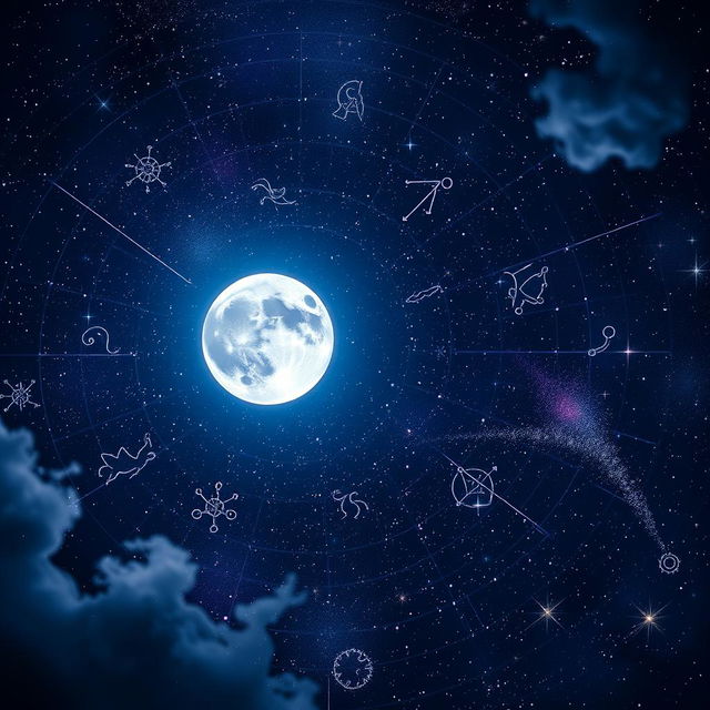 A captivating astrology-themed background filled with a celestial night sky, showcasing a plethora of vibrant stars and intricate constellations