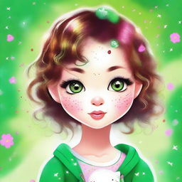 A digital art image of a charming girl inspired by the Hello Kitty universe