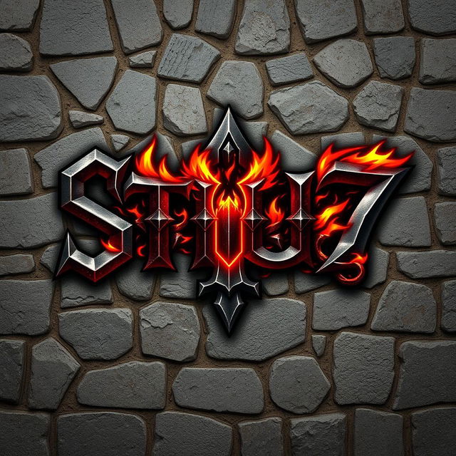 A logo design featuring the word 'STU7', styled to resemble a fierce warrior theme