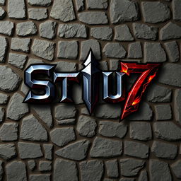 A logo design featuring the word 'STU7', styled to resemble a fierce warrior theme