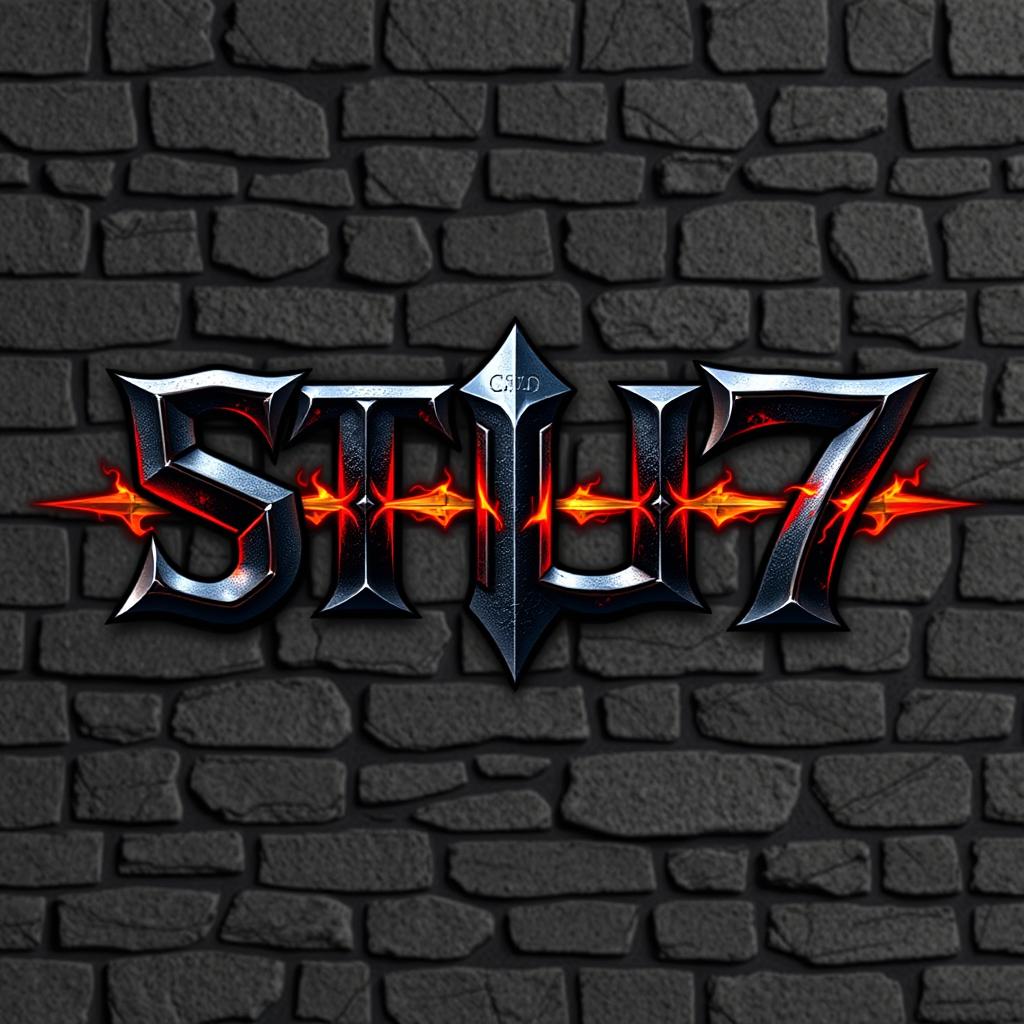 A logo design featuring the word 'STU7', styled to resemble a fierce warrior theme