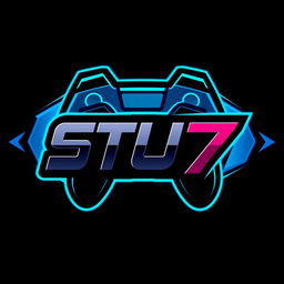 A sleek and modern logo for a YouTube gaming channel named 'STU7'