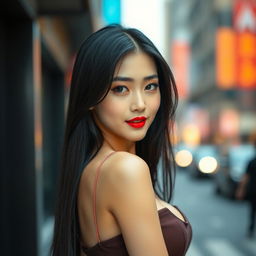 A stunning and alluring Korean woman, exuding confidence and elegance