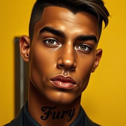 A tall, broad-shouldered young man, around 23 years old, with tan skin