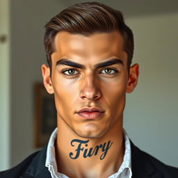 A tall, broad-shouldered young man, around 23 years old, with tan skin