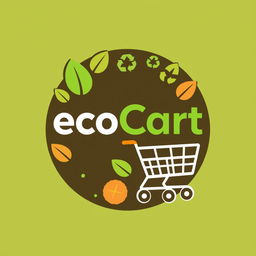 Design a modern and visually striking logo for an app named 'ecoCart' that promotes eco-friendly shopping