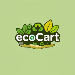 Design a modern and visually striking logo for an app named 'ecoCart' that promotes eco-friendly shopping