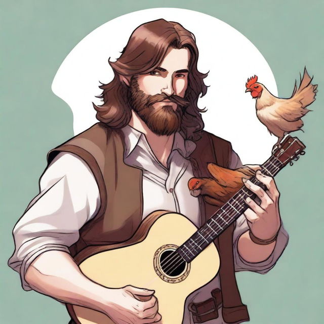 An ultra-realistic comic image of a Dungeons and Dragons bard