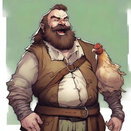 An ultra-realistic comic image showcasing a laughing, somewhat ugly bard from Dungeons and Dragons