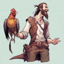 This is an ultra-realistic comic image of a skinny, somewhat ugly bard from Dungeons and Dragons