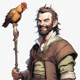 This is an ultra-realistic comic image of a skinny, somewhat ugly bard from Dungeons and Dragons