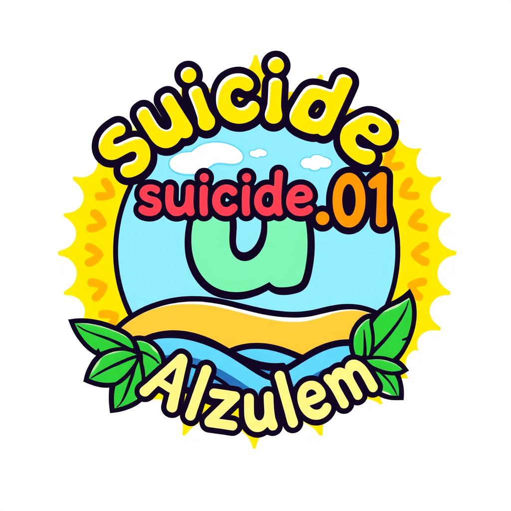 A vibrant and cheerful logo design for a group chat named 'suicide