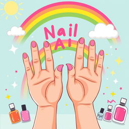 A colorful cartoon illustration of hands with short, well-groomed nails
