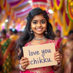 A cute and beautiful Indian girl named Minakshi, aged 25, dressed in a stunning and gorgeous traditional outfit for an Indian festival