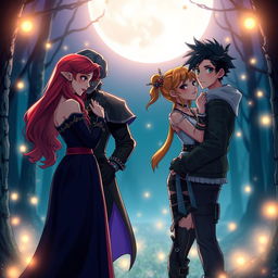 A romantic scene featuring two couples: Lisa and Vlad from Castlevania, and Kungi and Tuka from Tokyo
