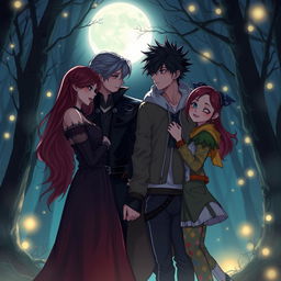 A romantic scene featuring two couples: Lisa and Vlad from Castlevania, and Kungi and Tuka from Tokyo