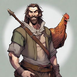 An ultra-realistic comic image of a skinny, somewhat ugly bard from Dungeons and Dragons