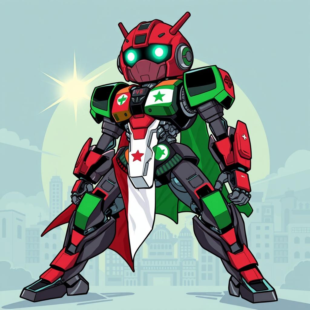 A vibrant and dynamic illustration of an Android Hama with a design inspired by modern robotics
