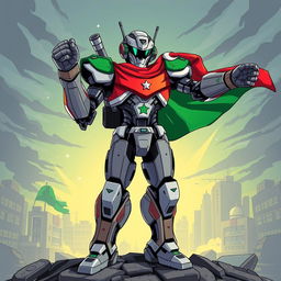 A vibrant and dynamic illustration of an Android Hama with a design inspired by modern robotics